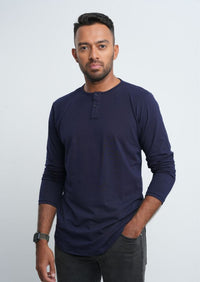 Henley Crew Neck LS Tee